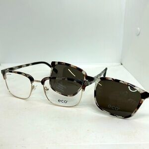 ECO Men’s Ginkgo GNTT Eyeglasses Frames & Polarized Sun Clip On. RXable. NWT